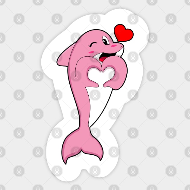 Dolphin Love Heart Sticker by Markus Schnabel